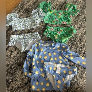 Girls print swim summer bundle lemon floral 4T